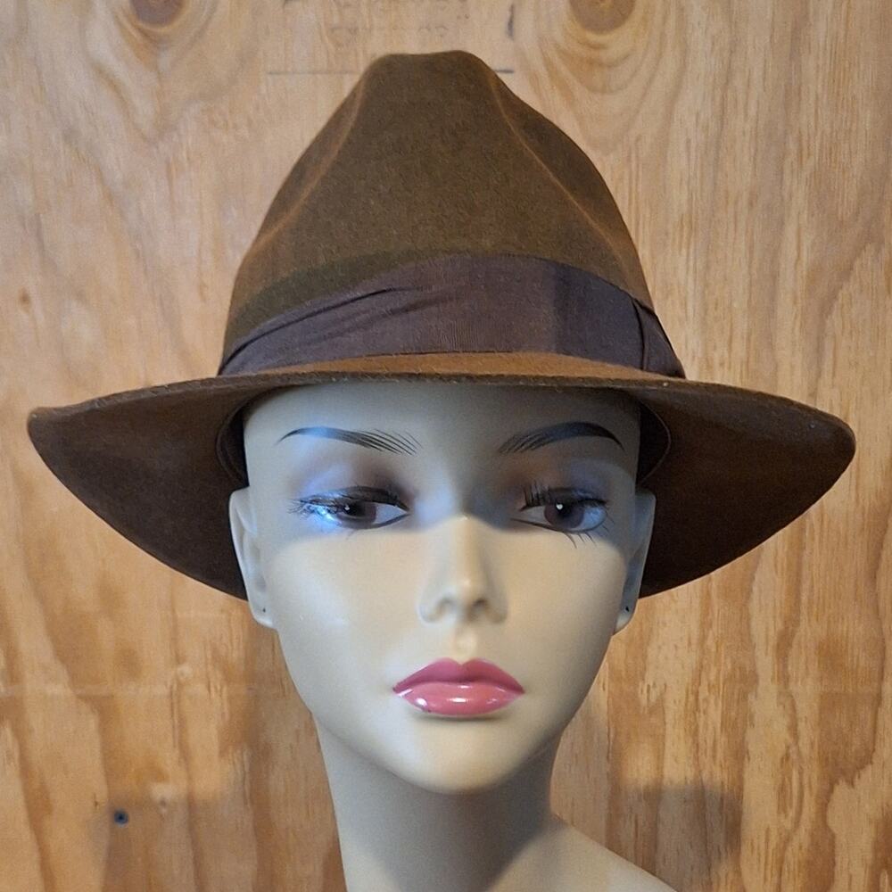 Indiana Jones Fedora Hat Size Medium (21.5") 100% Brown Felt Wool Lined Retro